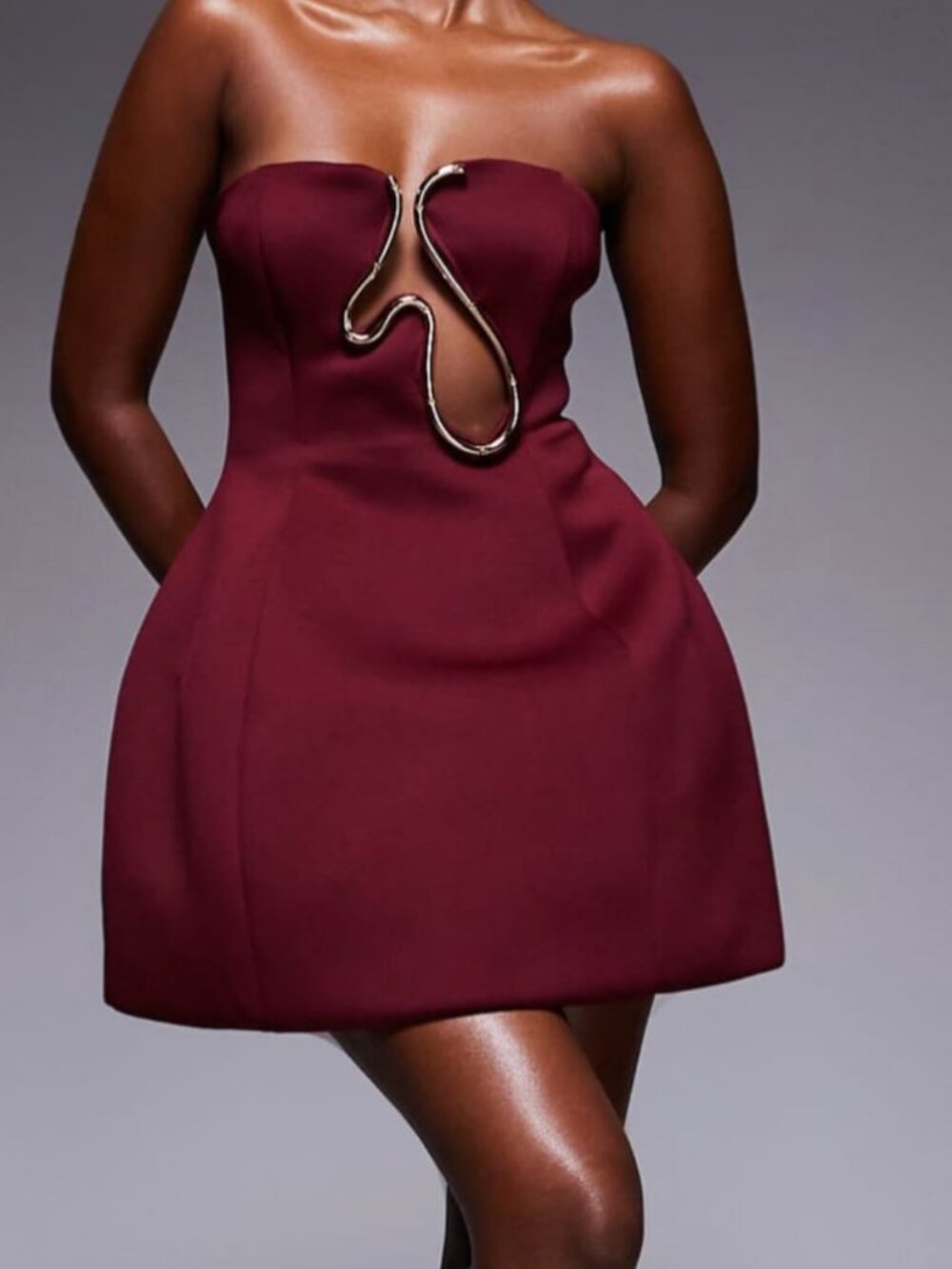 Garnet ASOS Mini Dress with Cutout